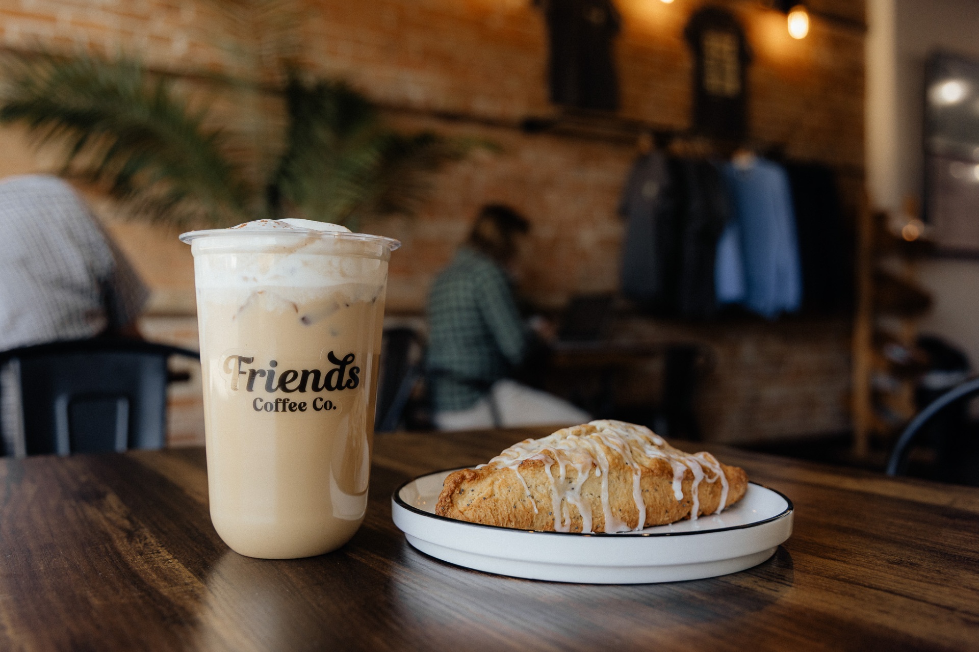 Iced latte and scone